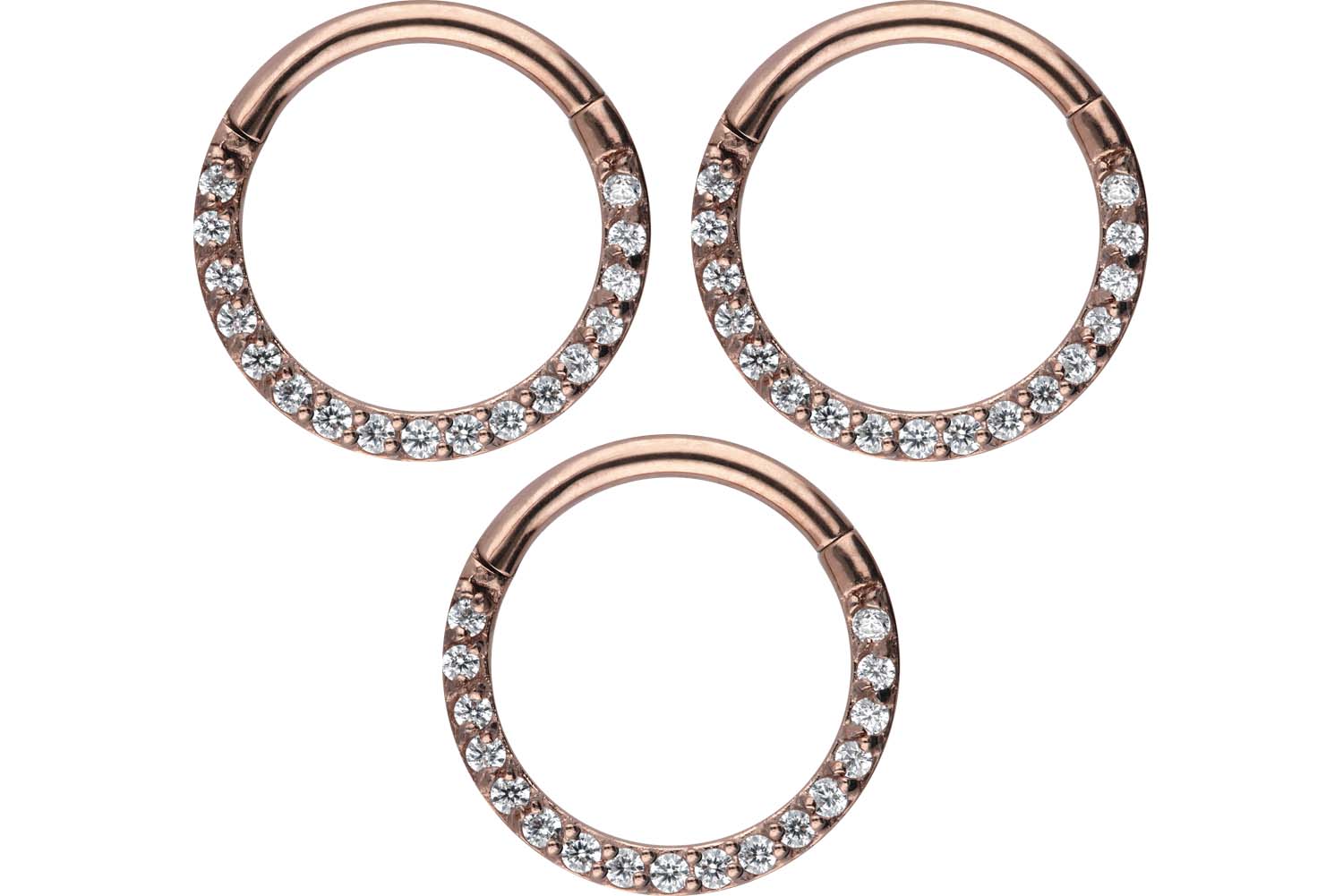 SET Chirurgenstahl Segmentring Clicker Piercing EINGEFASSTE KRISTALLE